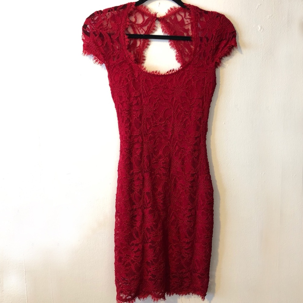 Red lace dress
